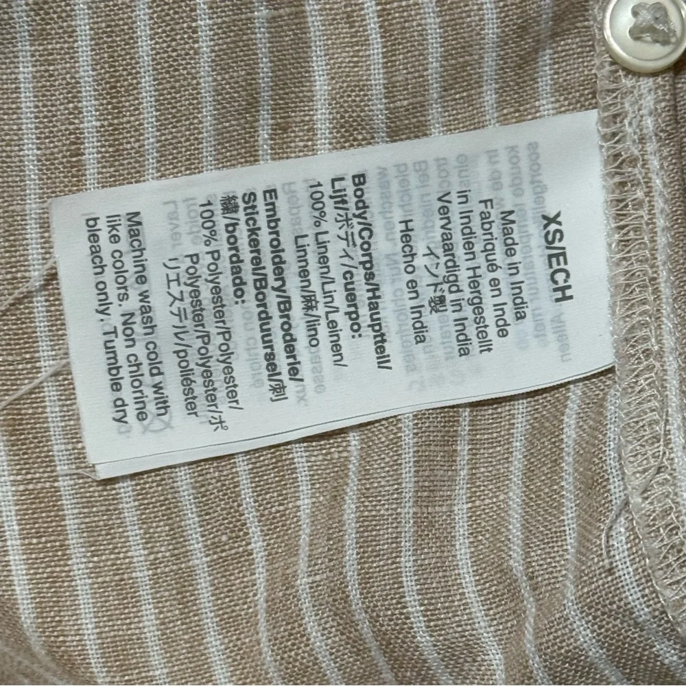 J.Crew Linen Striped Embroidered V-Neck Boho Tunic Top AM650 XS